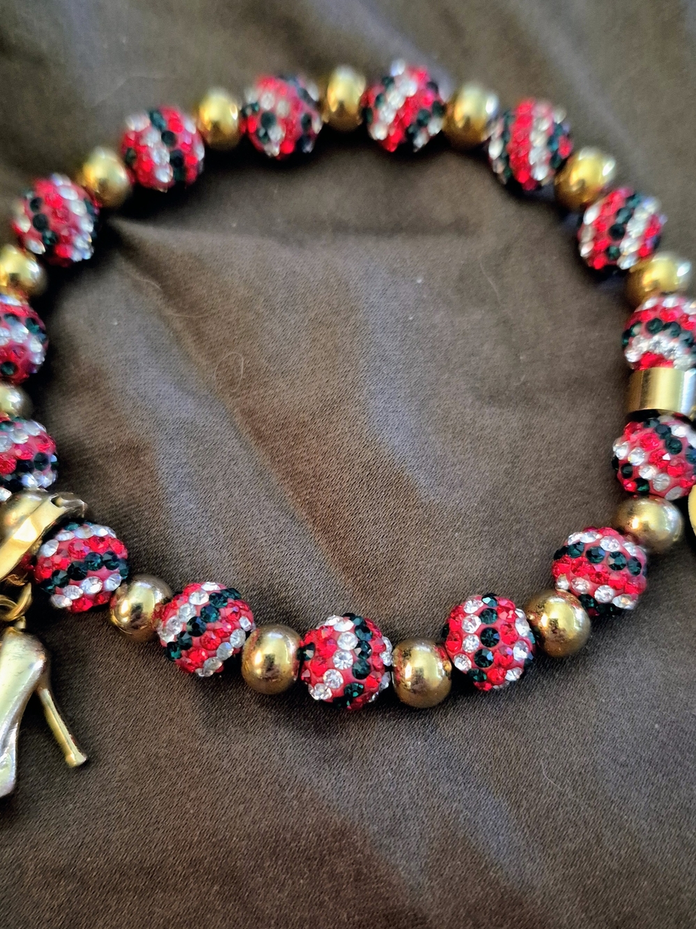 Rustic Cuff Red and Black Crystal Beaded Stretch Bracelet